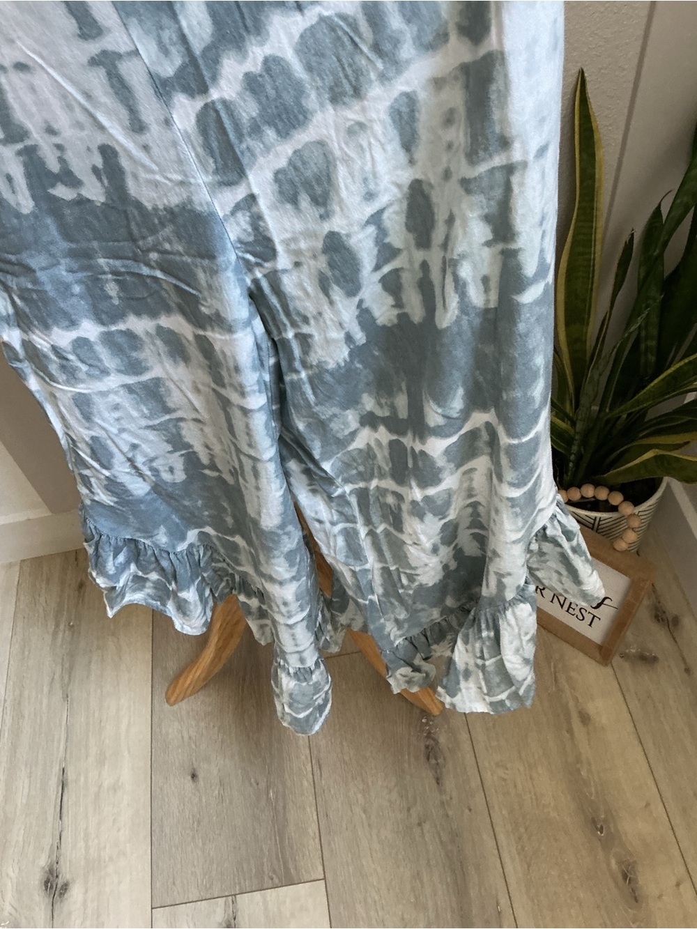 Japna Blue Tie-Dye Ruffle Hem Romper Jumpsuit - Picture 4 of 12